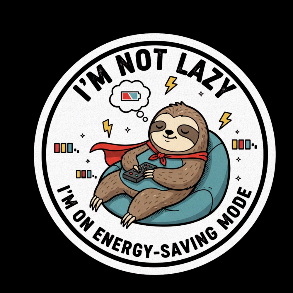 Energy Saving Sloth Full Color Sticker