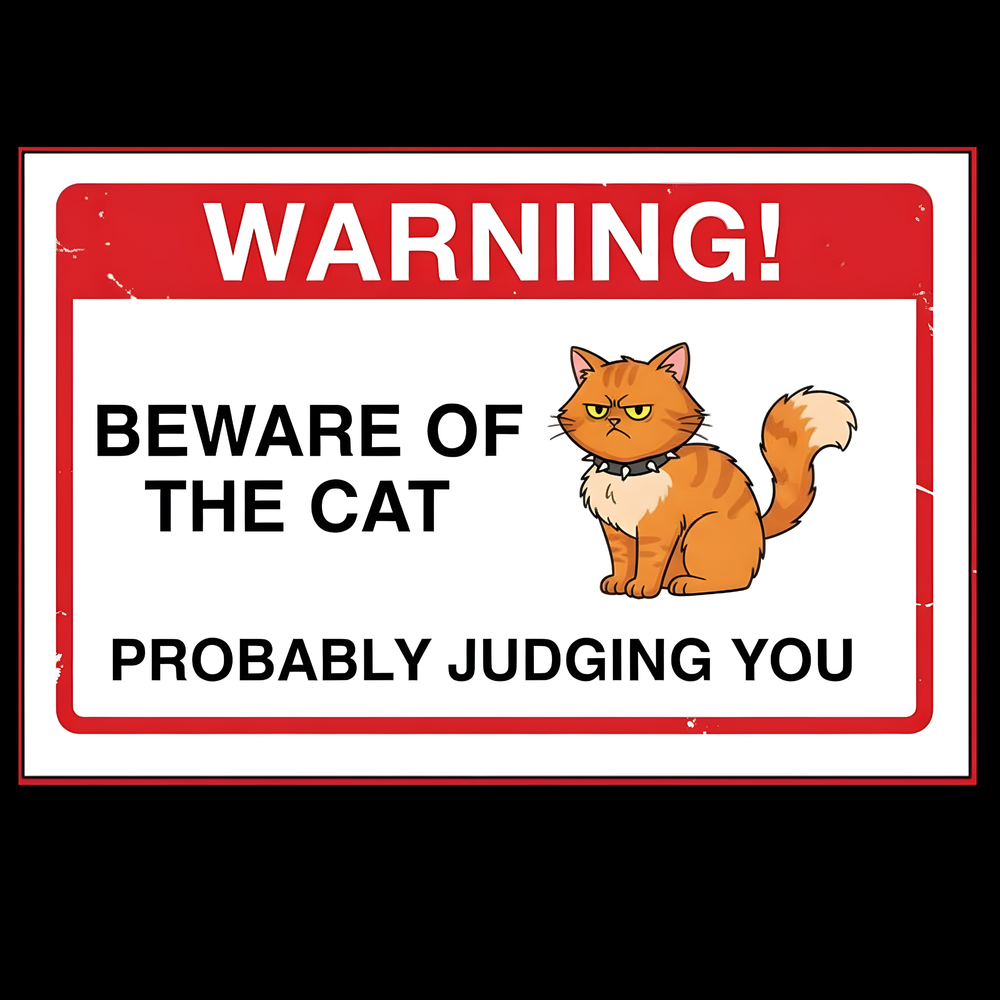 Beware Of The Cat Full Color Sticker