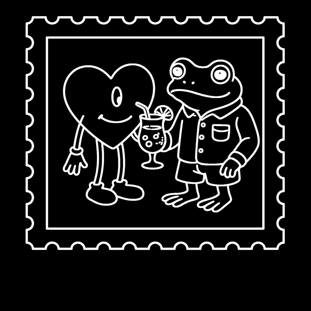 Coquí Frog Heart Cocktail Stamp decal