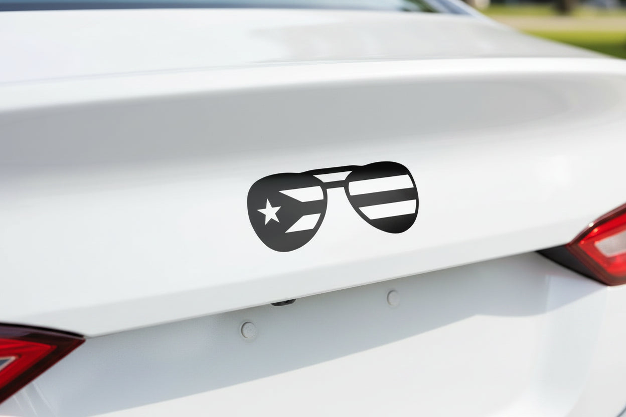 Sticker en Vinyl de Gafas de Sol con Bandera Boricua
