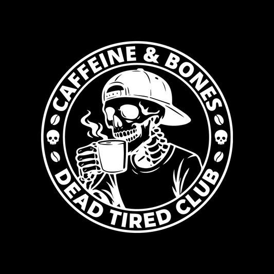 Caffeine And Bones Dead Tired Club decal