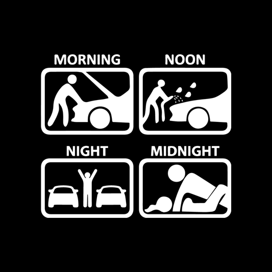 Morning Noon Night Midnight vinyl decal for car window