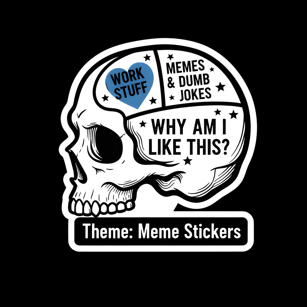 Why Am I Like This Skull Full Color Sticker