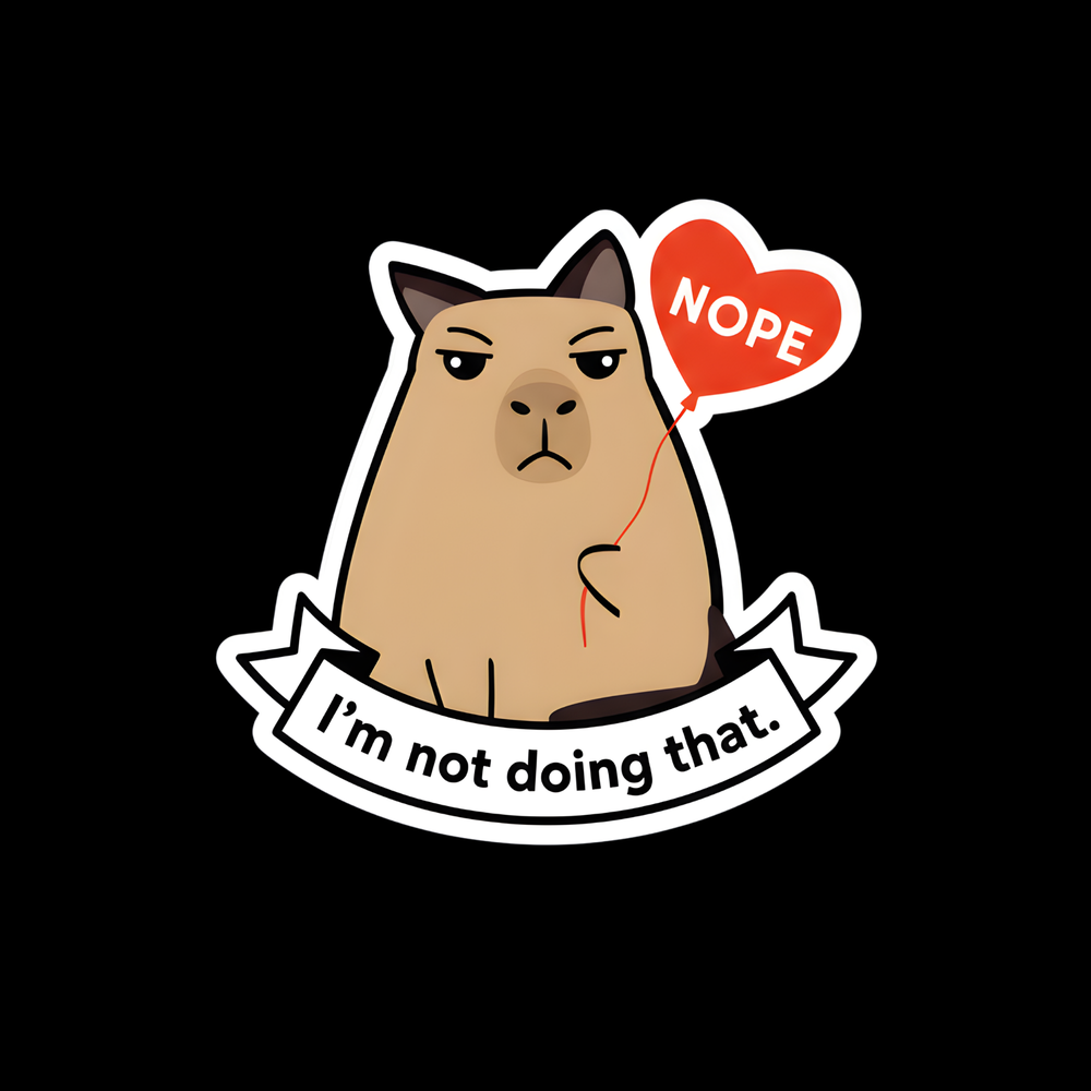 Capybara Nope Balloon Full Color Sticker