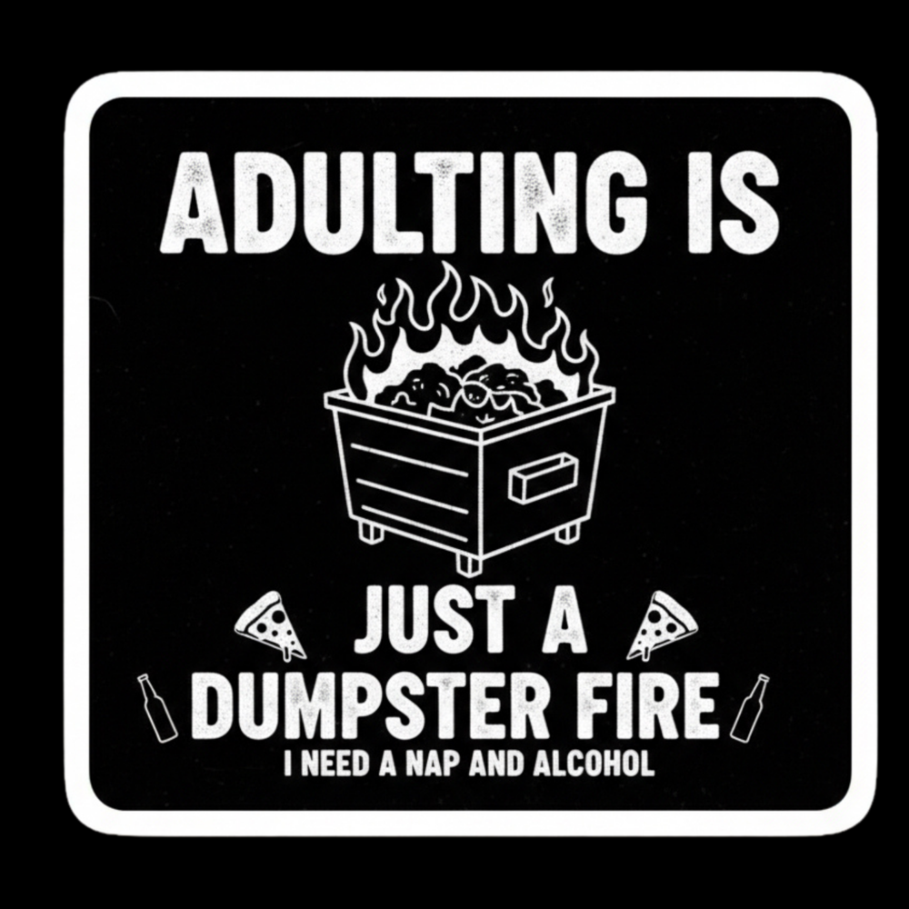 Adulting Dumpster Fire Full Color Sticker