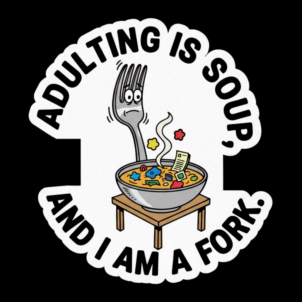 Adulting Is Soup Full Color Sticker