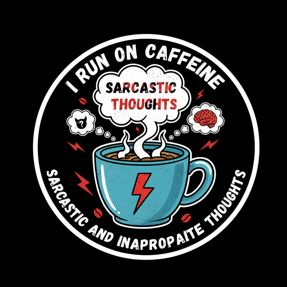 Caffeine Sarcastic Thoughts Full Color Sticker