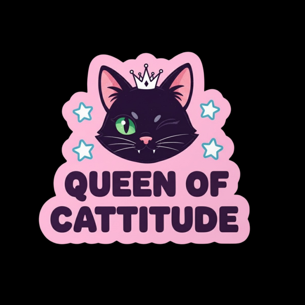 Queen Of Cattitude Full Color Sticker