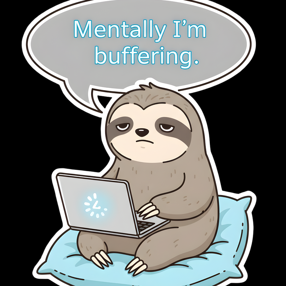 Mentally Buffering Sloth Full Color Sticker