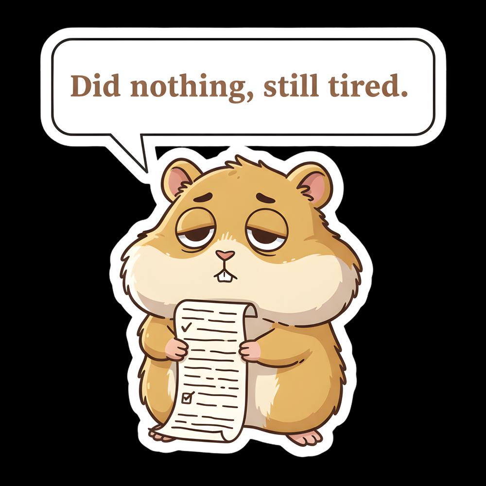 Did Nothing Still Tired Hamster Full Color Sticker