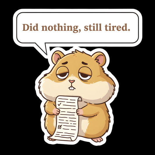Did Nothing Still Tired Hamster Full Color Sticker