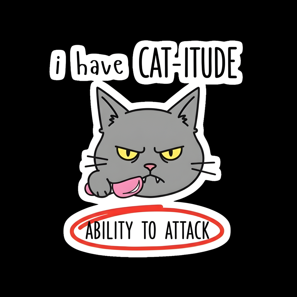 Cat Attitude Full Color Sticker