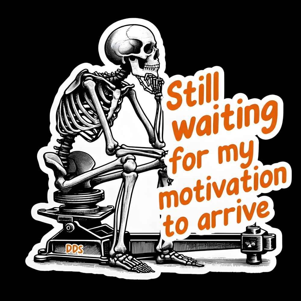 Waiting For Motivation Full Color Sticker