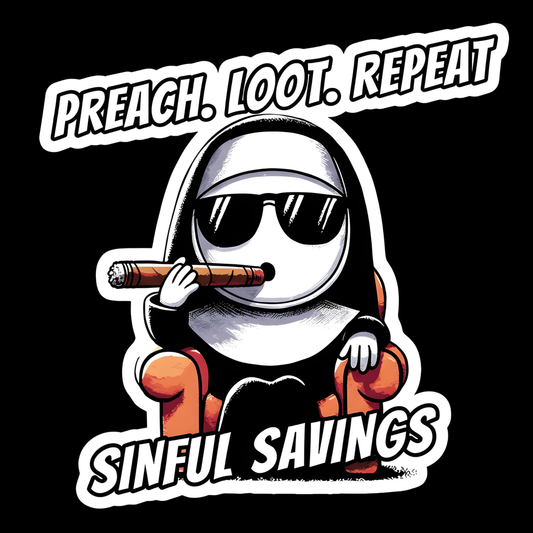 Sinful Savings Nun Full Color Sticker