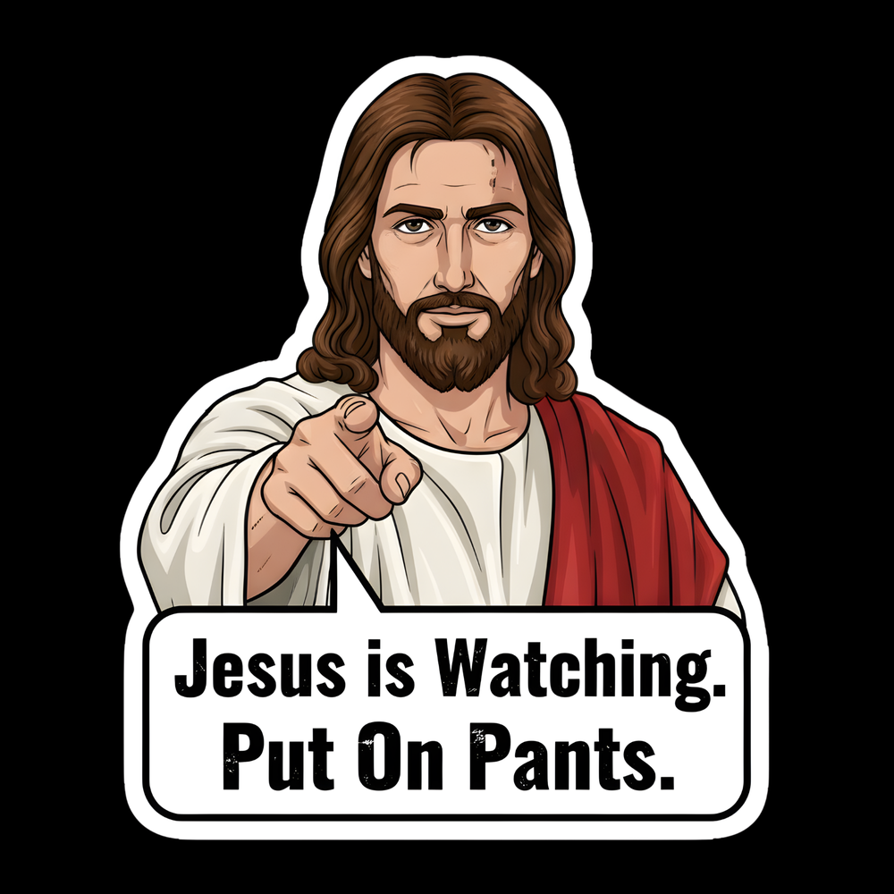 Jesus Is Watching Full Color Sticker