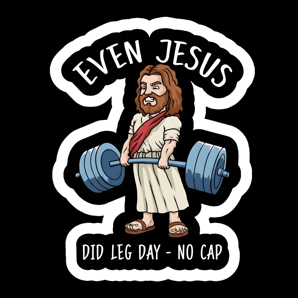 Even Jesus Leg Day Full Color Sticker