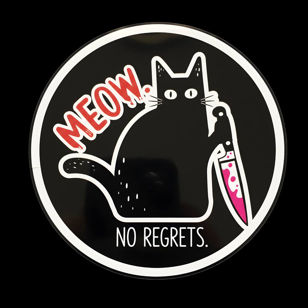No Regrets Cat Full Color Sticker
