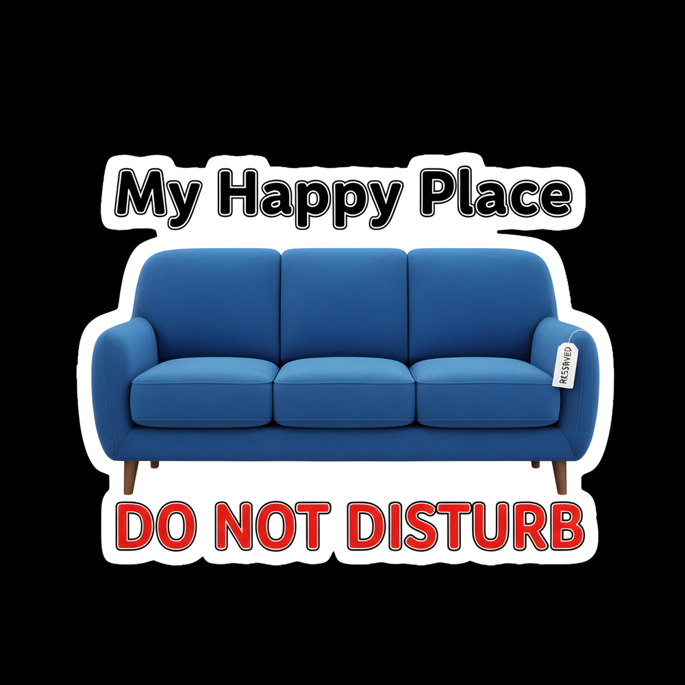My Happy Place Couch Full Color Sticker