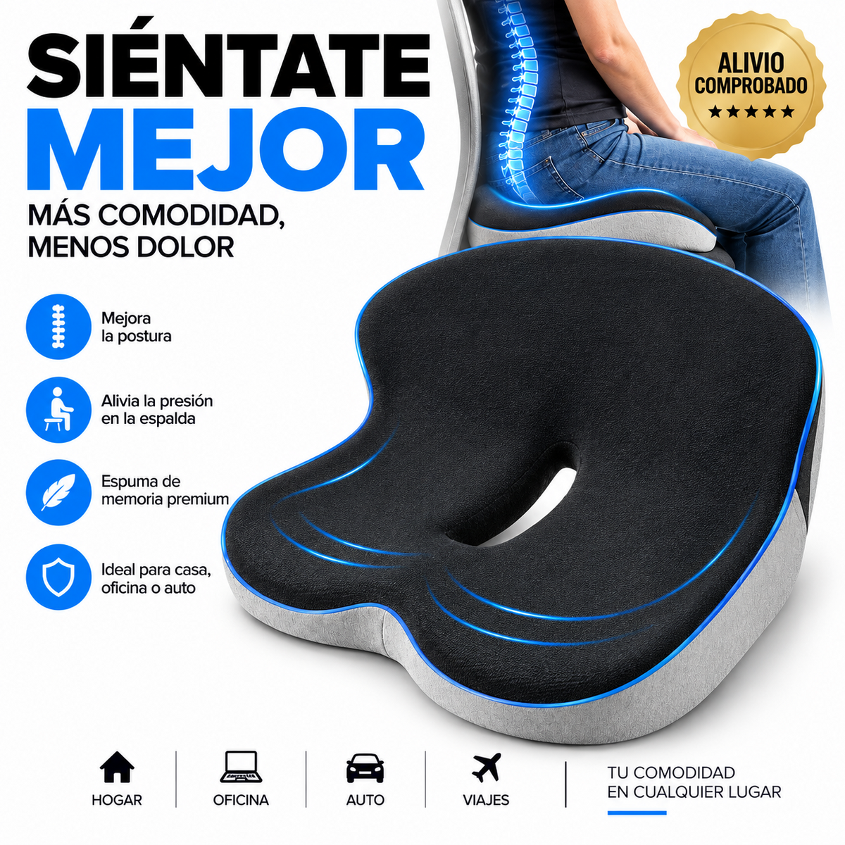 Memory Foam Seat Cushion w/Lumbar Support Pillow for Back & Sciatica Pain Relief1