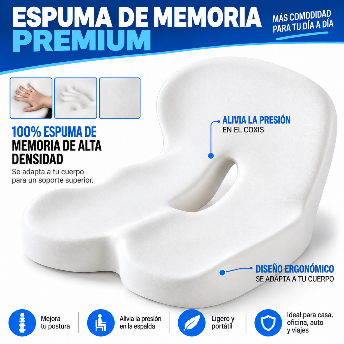 Memory Foam Seat Cushion w/Lumbar Support Pillow for Back & Sciatica Pain Relief5