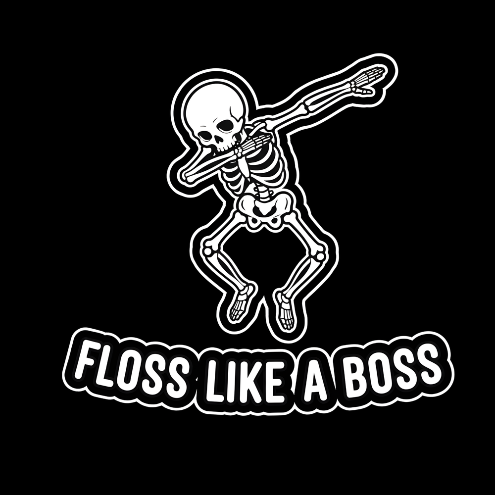 Floss Like A Boss Skeleton Full Color Sticker