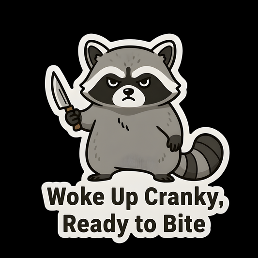 Woke Up Cranky Raccoon Full Color Sticker