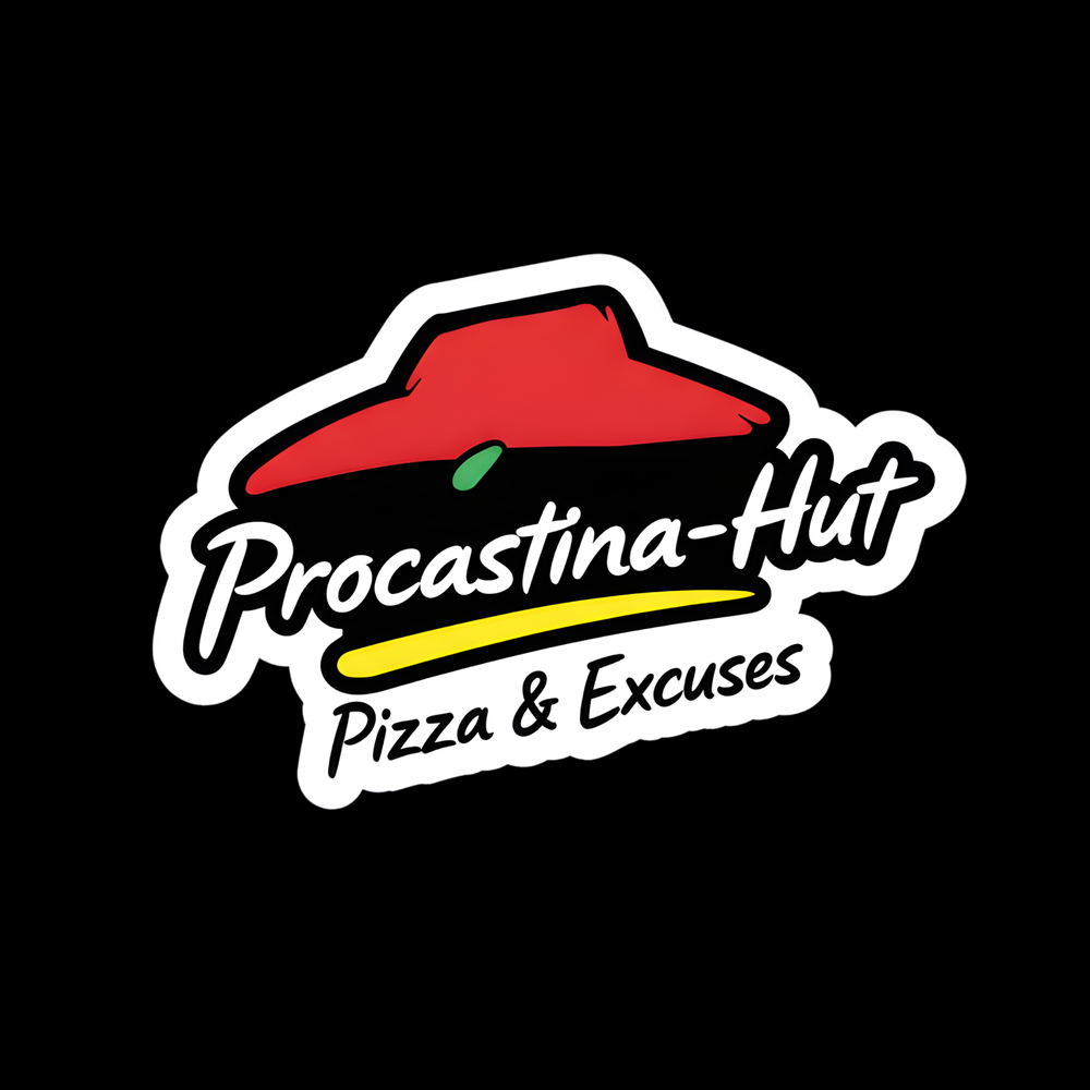 Procastina Hut Pizza Full Color Sticker