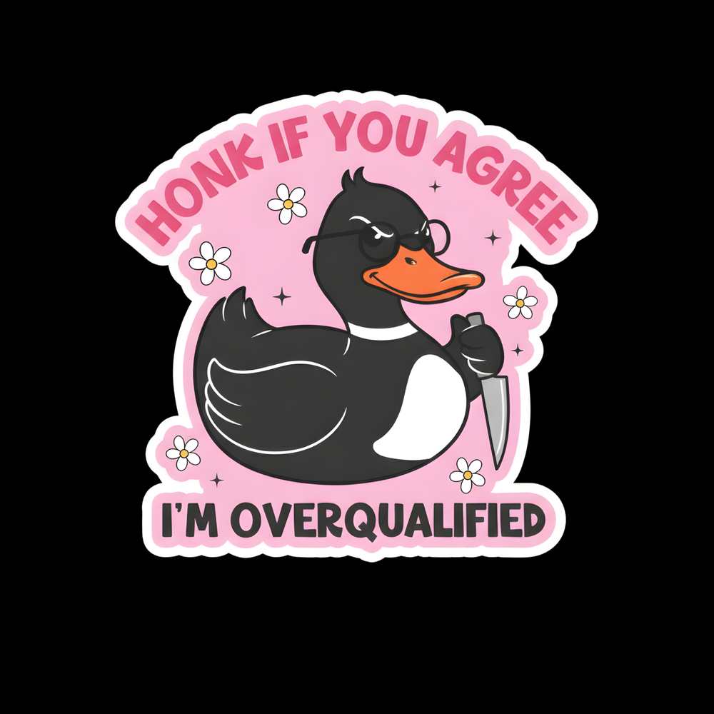 Overqualified Duck Full Color Sticker