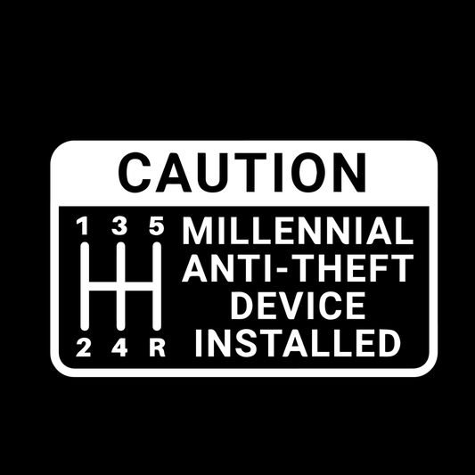 Millennial Anti-Theft Device Vinyl Decal Car Window Laptop Sticker
