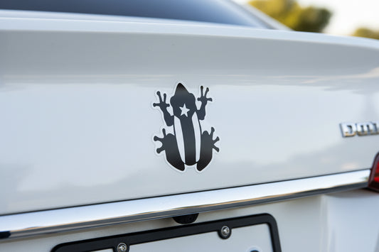 Sticker en Vinyl del Coqui taino con bandera
