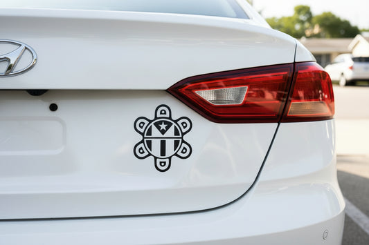 Sticker en Vinyl del Sol Taino con Bandera