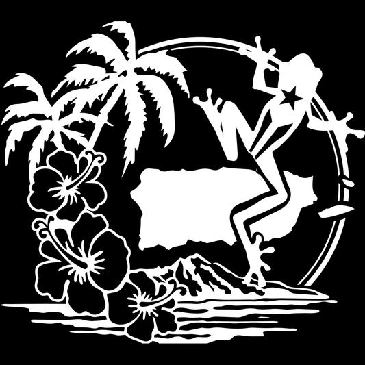 Palm Frog Map Circle decal